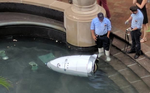 robot, robot de securitate, inteligență proprie, a decis să se înece, înecat